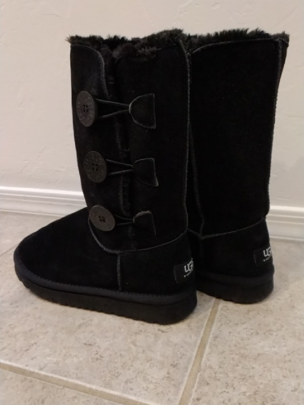 UGG Black Classic Tall Button Suede Boots